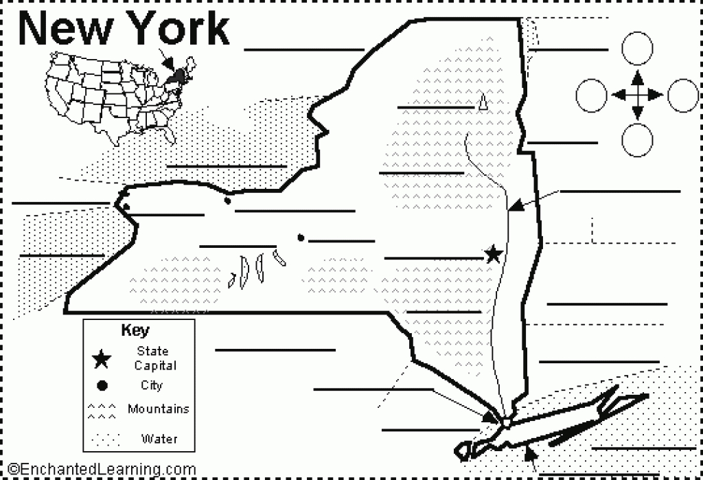Label New York State Map Printout - Enchantedlearning within Printable Map Of New York State