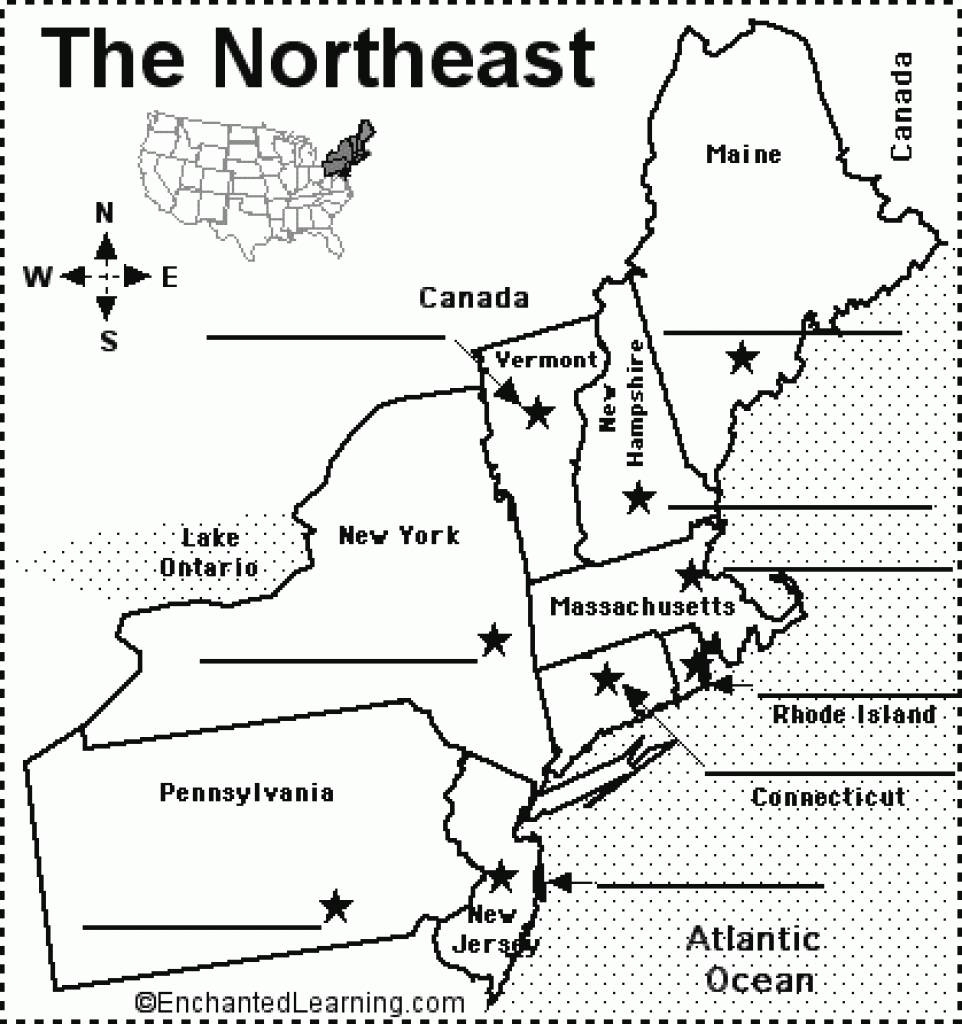 Label Northeastern Us State Capitals Printout - Enchantedlearning for Northeast States And Capitals Map Quiz