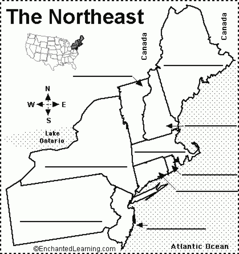 Label Northeastern Us States Printout - Enchantedlearning with Outline Map Northeast States