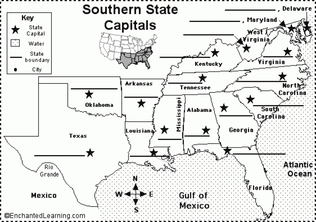 Label Southern Us State Capitals Printout - Enchantedlearning intended for Southeast Map With Capitals And States