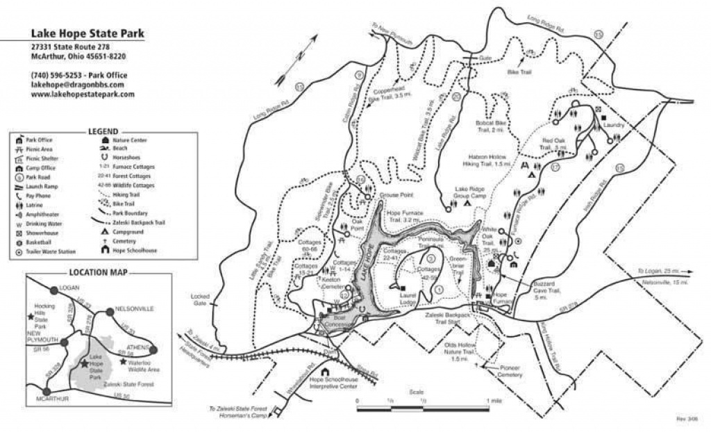 Lake Hope State Park for Ohio State Parks Camping Map