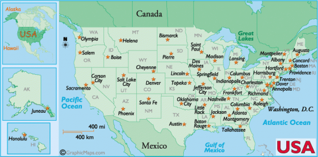 Landforms Of The United States Of America And Usa Landforms Map throughout United States Of America Map With Capitals