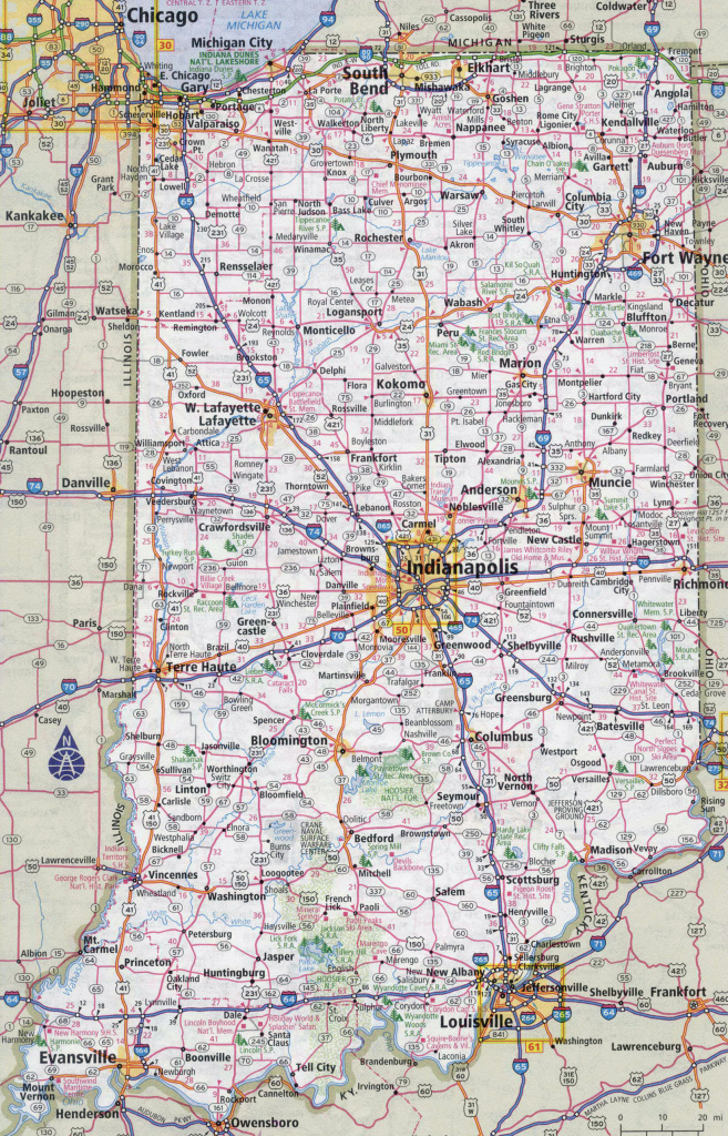 Large Detailed Roads And Highways Map Of Indiana State With Cities with regard to Indiana State Map Printable