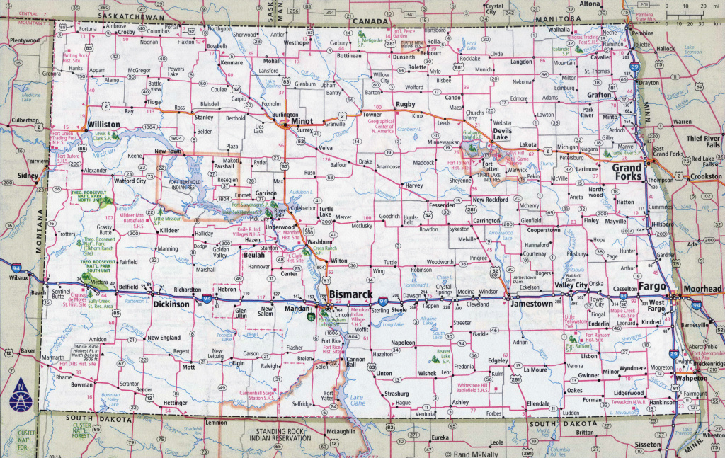 Large Detailed Roads And Highways Map Of North Dakota State With with regard to North Dakota State Highway Map