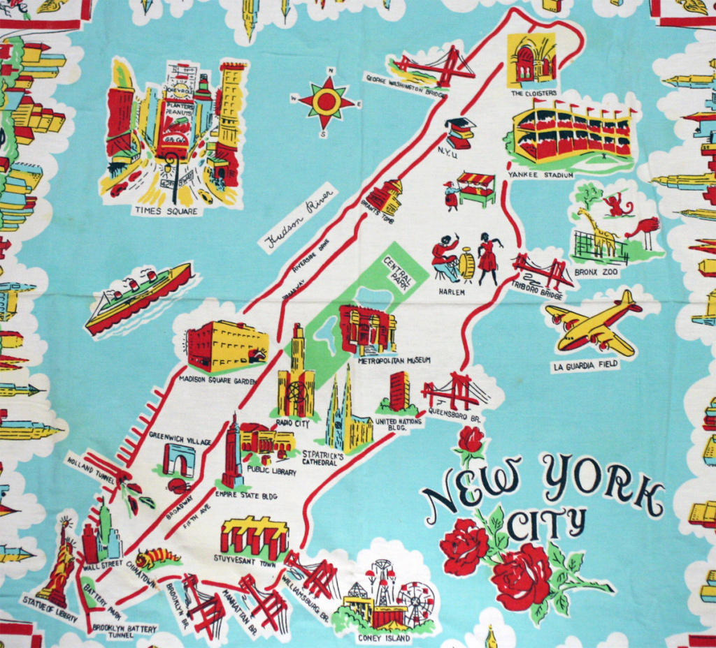 Large Illustrated Tourist Map Of New York City. New York City Large regarding New York State Tourism Map