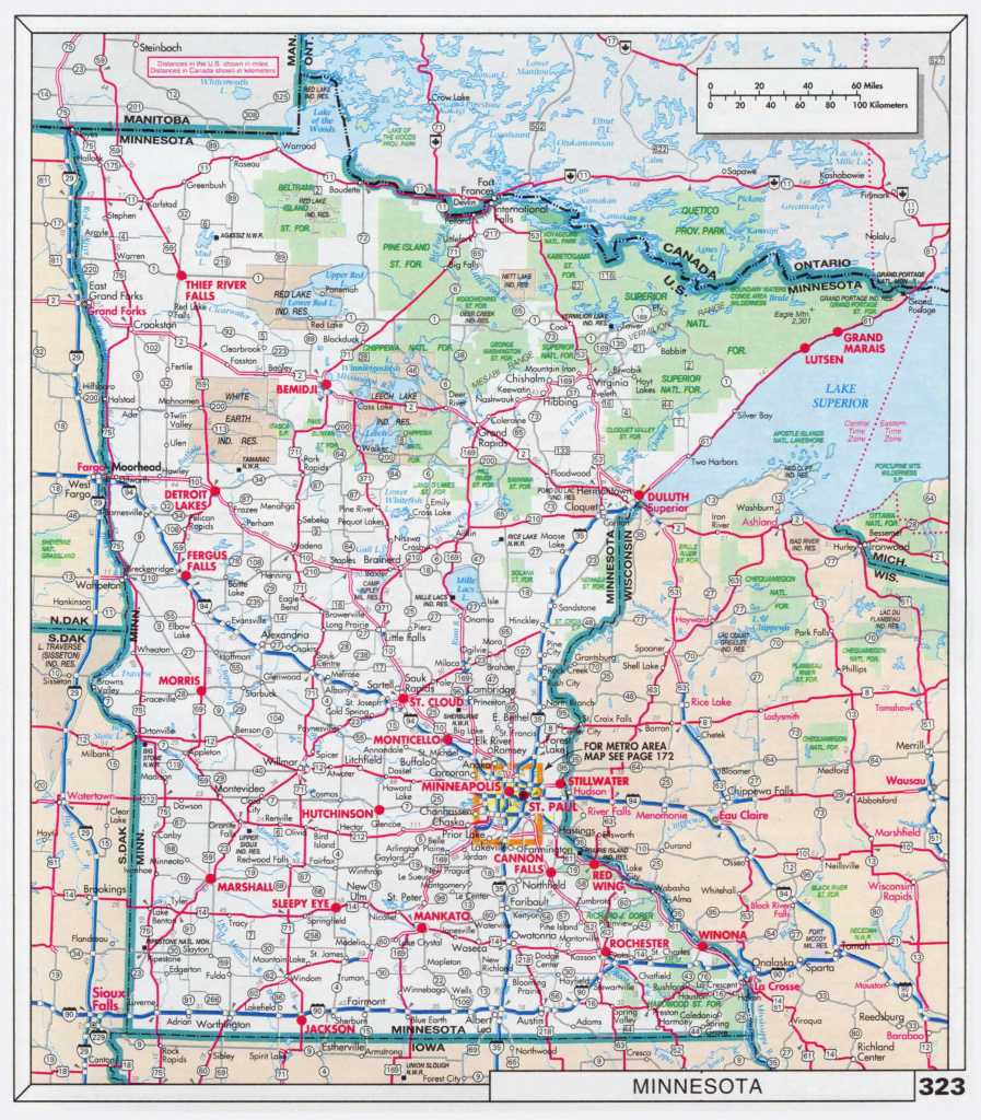 Large Scale Roads And Highways Map Of Minnesota State With National for Mn State Map Of Cities