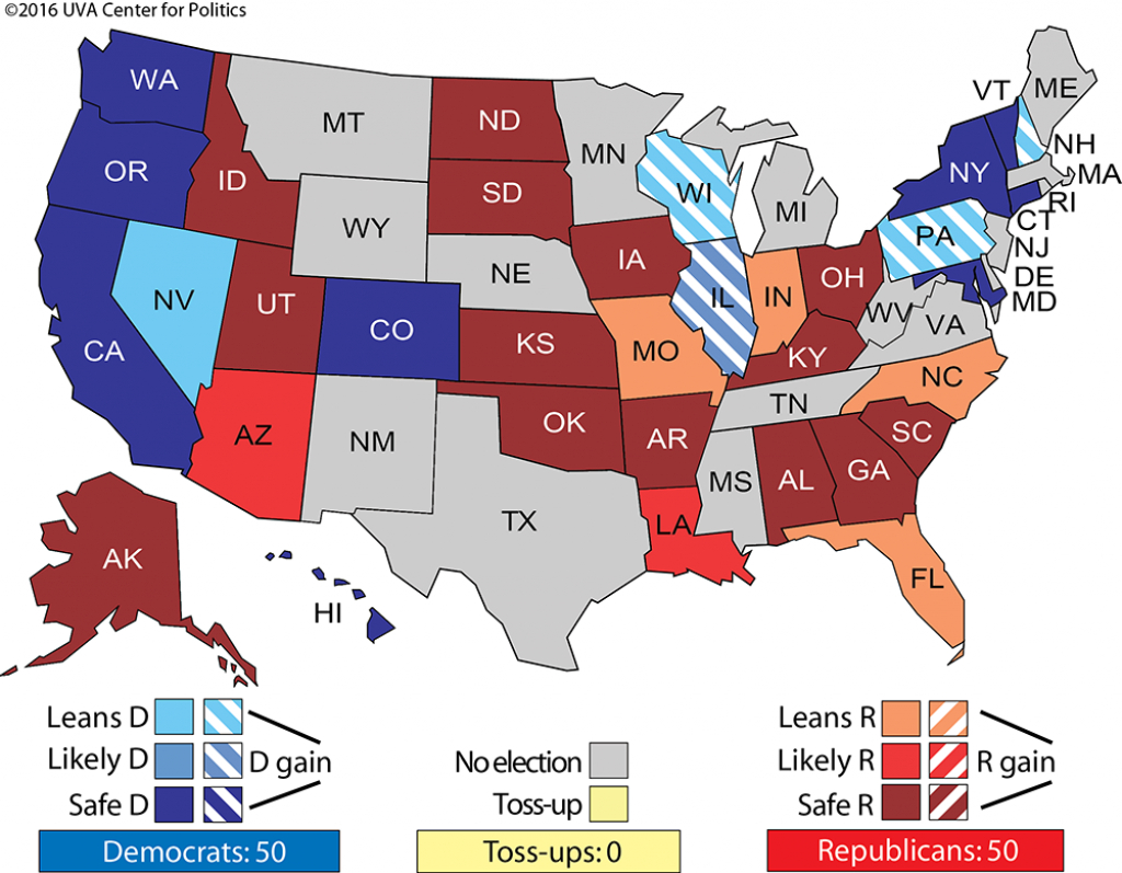 Larry J. Sabato&amp;#039;s Crystal Ball » Our Final 2016 Picks regarding State Legislature Map 2016