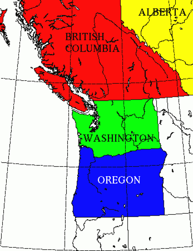 Lem Snow Module:terrain Of The Pacific Northwest regarding Map Of Northwest United States And Canada