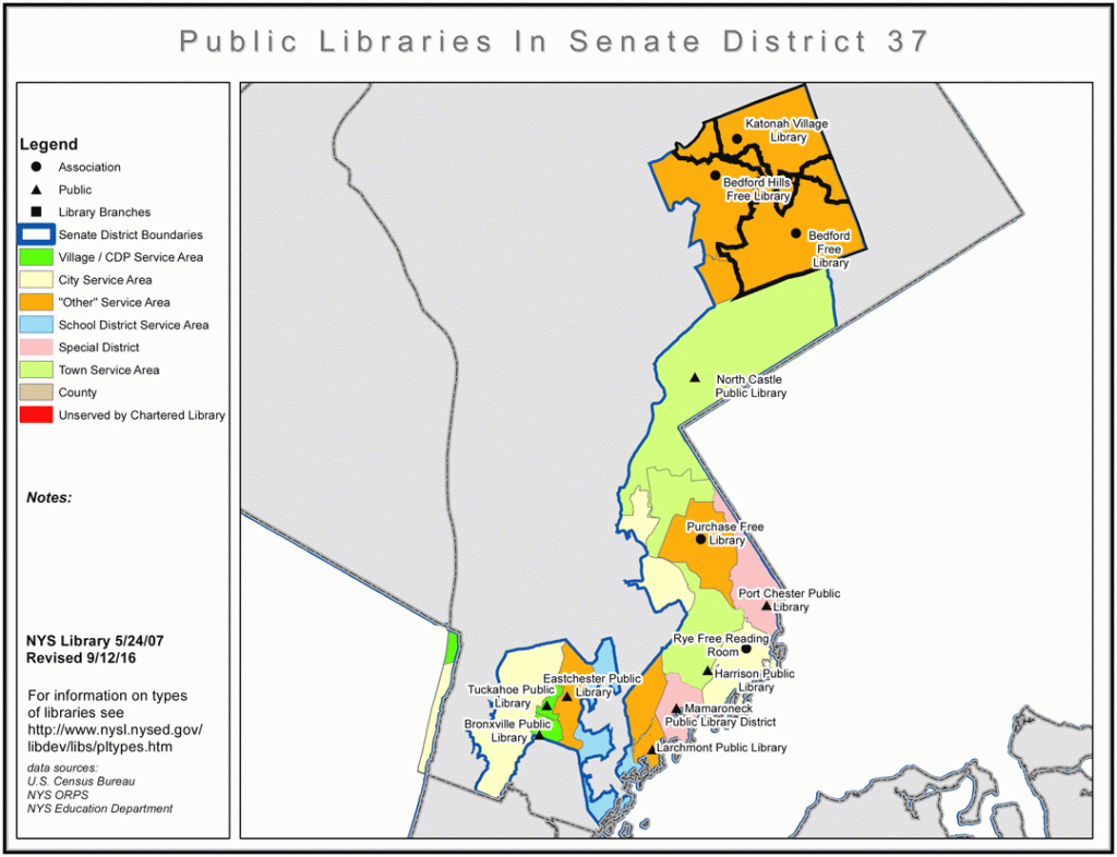 Libraries In New York State Senate District 37: Library Development within New York State Senate District Map