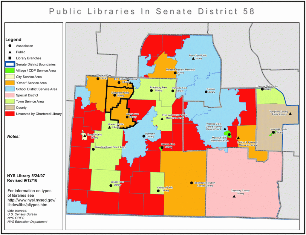 Libraries In New York State Senate District 58: Library Development pertaining to New York State Senate District Map
