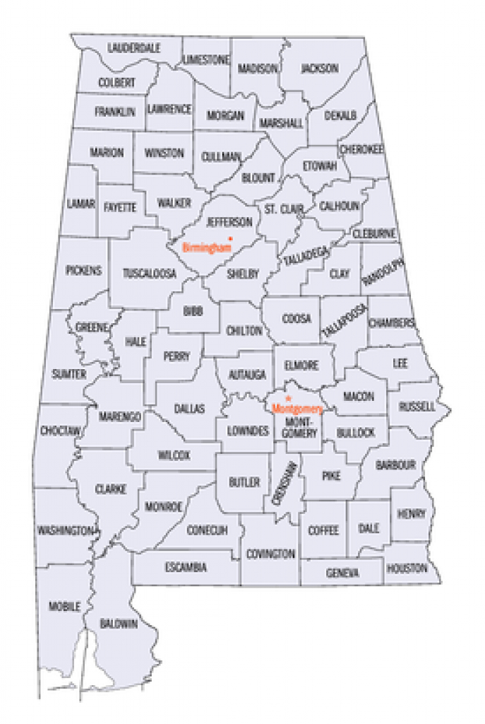 List Of Counties In Alabama - Wikipedia within Alabama State Map With Counties