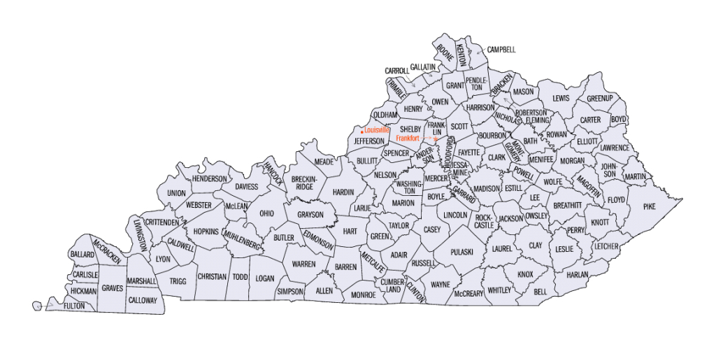 List Of Counties In Kentucky - Wikipedia inside Kentucky State Map With Cities And Counties