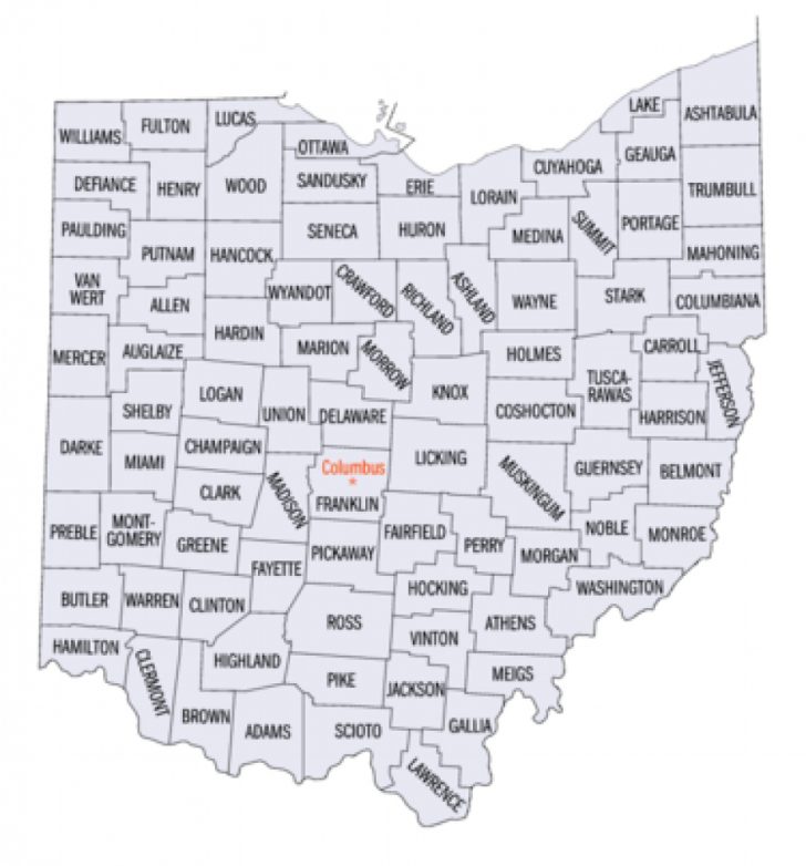 State Of Ohio County Map Pdf