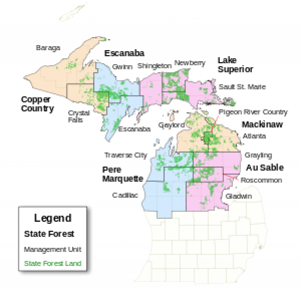List Of Michigan State Forests - Wikipedia within Michigan State Forest Map