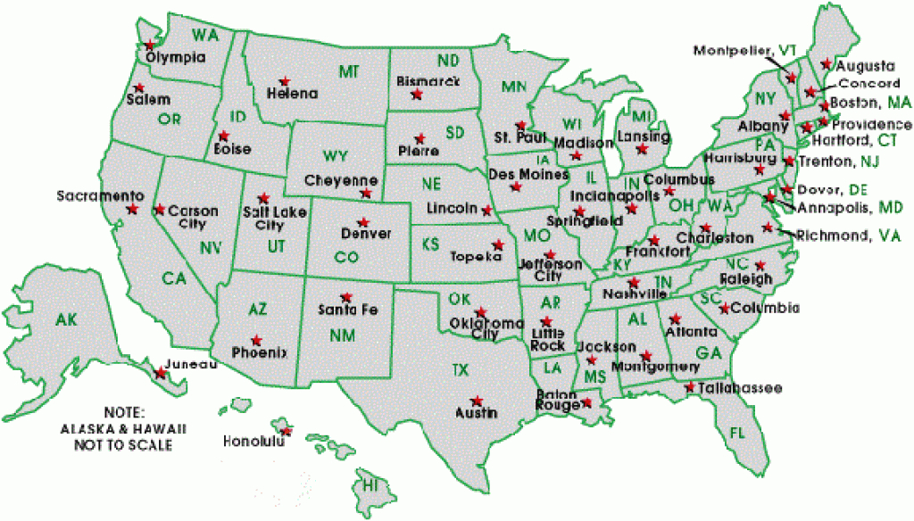 List Of State Capitals throughout Us Map States And Capitals List