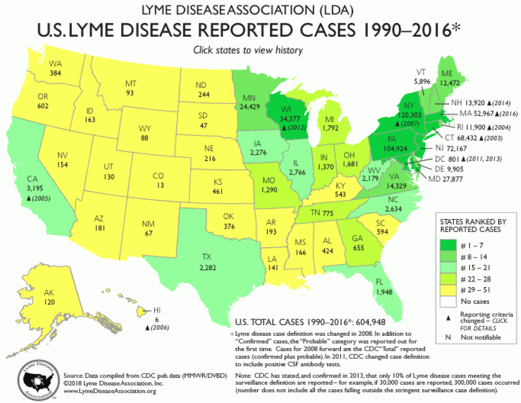 Lyme Disease Association | Map Of Total U.s. Lyme Disease Cases throughout Lyme Disease By State Map