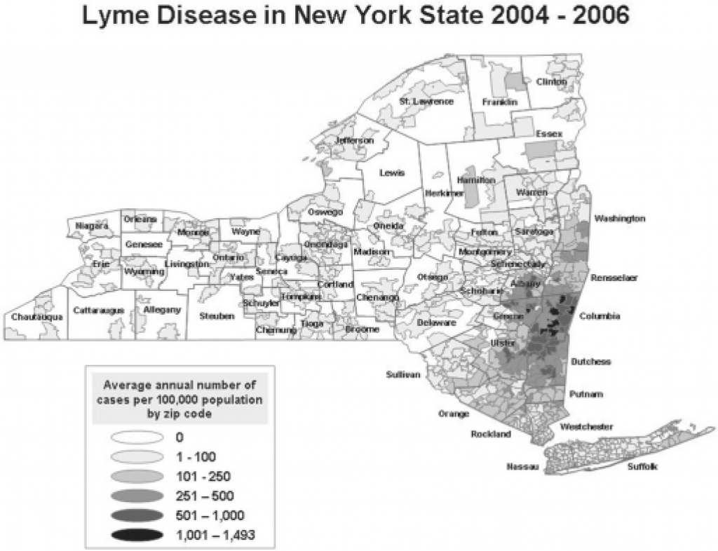 Lyme Disease Map New York State 2004-2006 inside Lyme Disease New York State Map