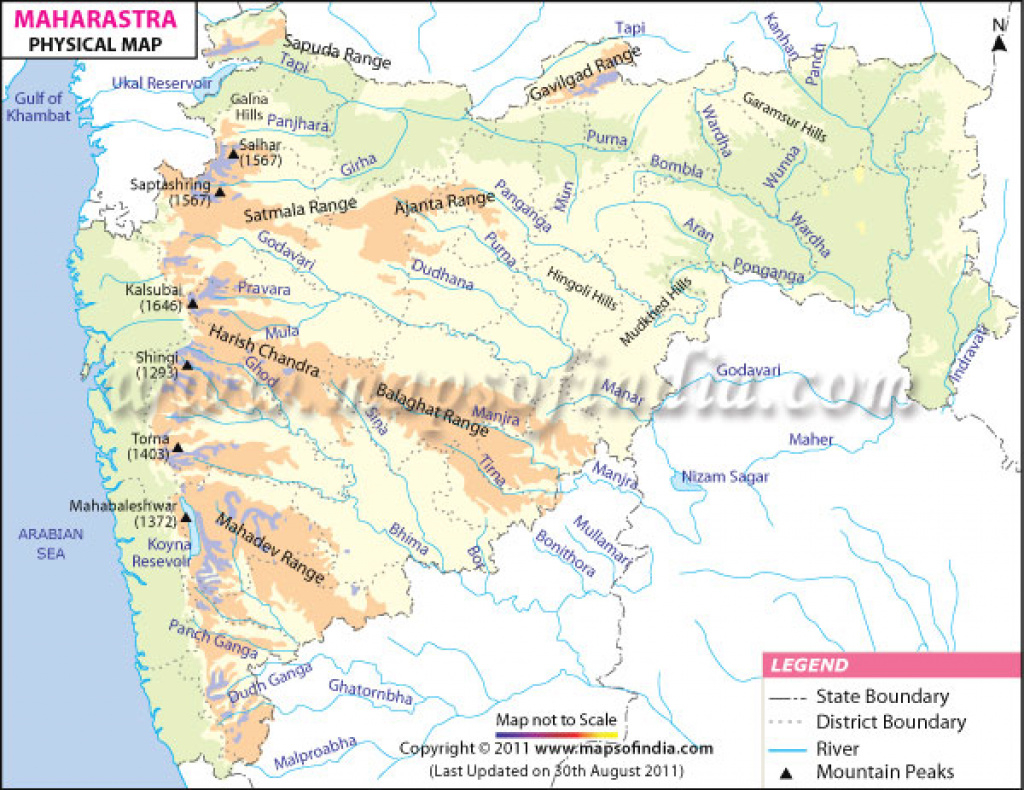 Maharashtra Physical Map intended for Physical Map Of Maharashtra State