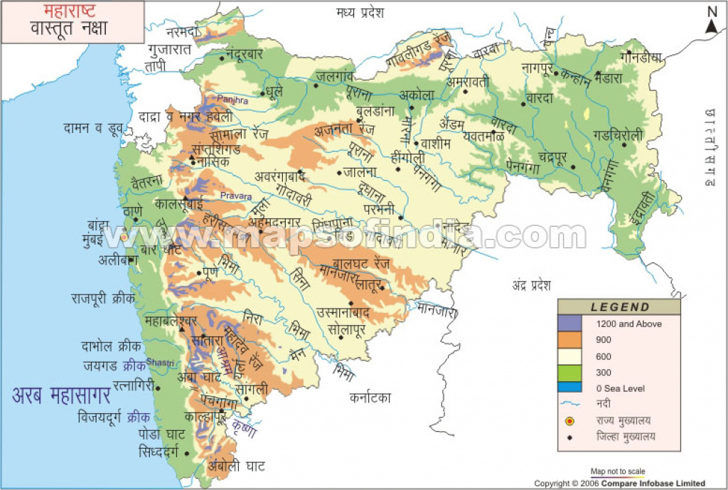 Maharashtra Topography Map for Physical Map Of Maharashtra State