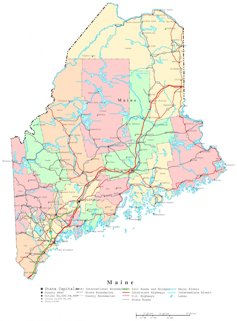 Maine Printable Map for Maine State Map Printable