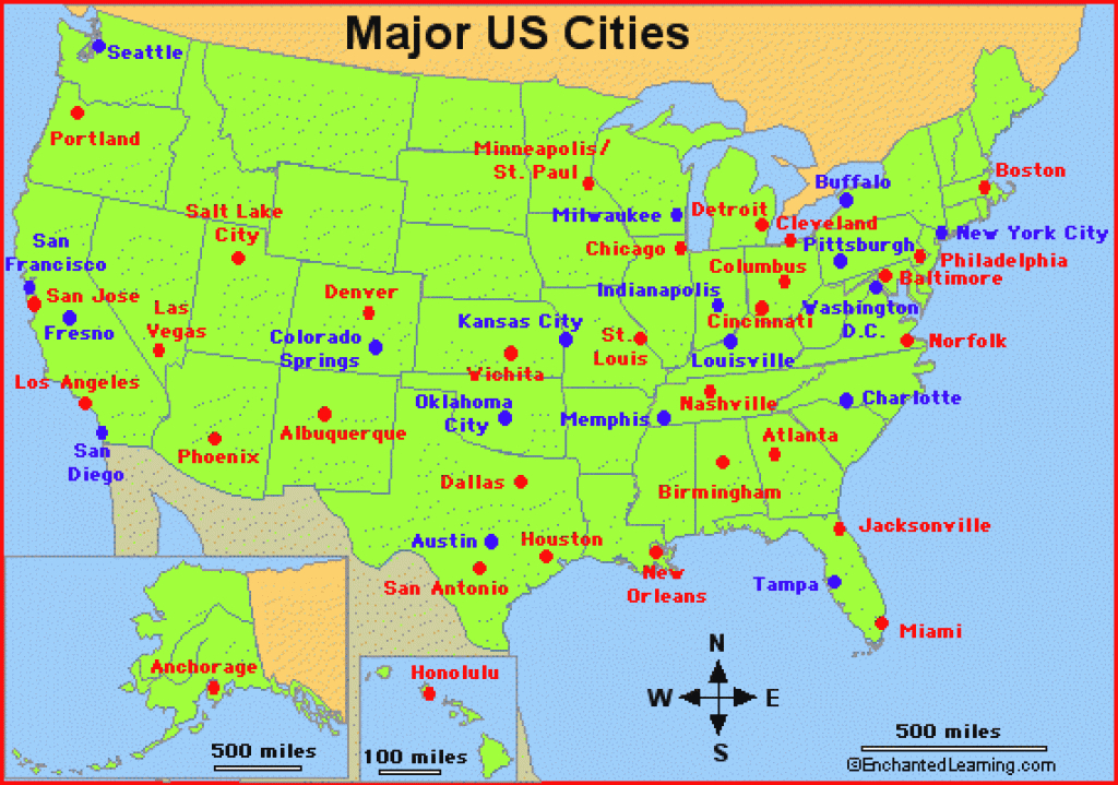 Major Us City Map And Travel Information | Download Free Major Us throughout Map Of 50 States And Major Cities