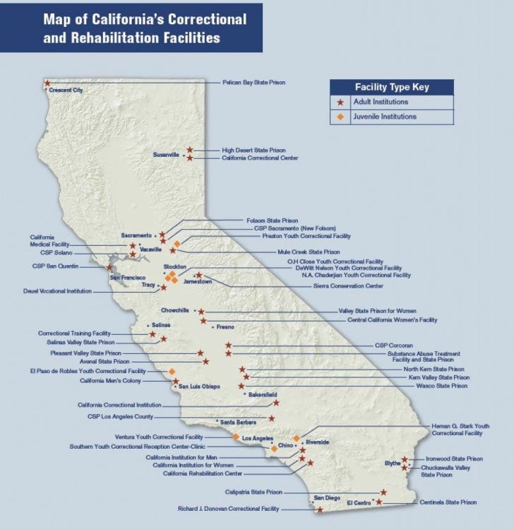 Map O Maps Of California California State Prison Locations Map Intended ...