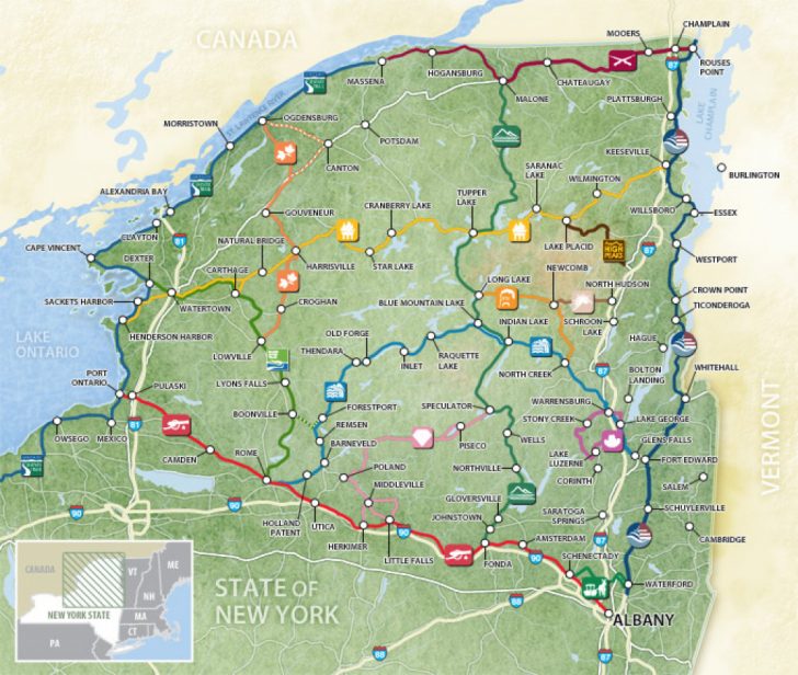 Map Of 15 Scenic Byways Within Map Of Northern Ny State - Printable Map