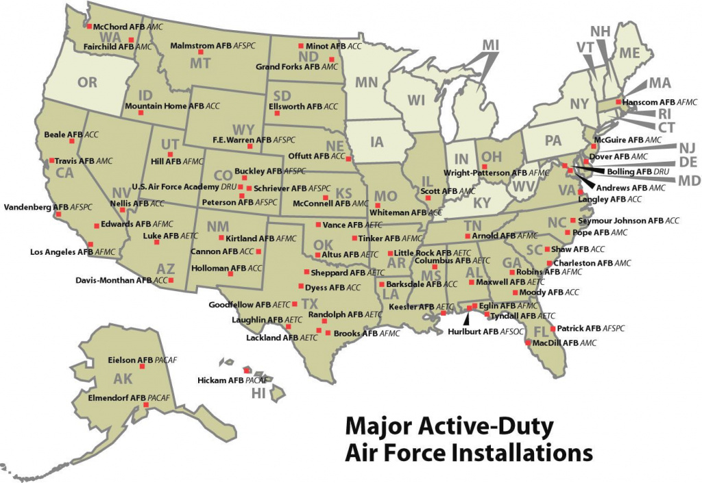 Map Of Air Force Bases In United States. Exactly What I Need For Our for Military Bases By State Map