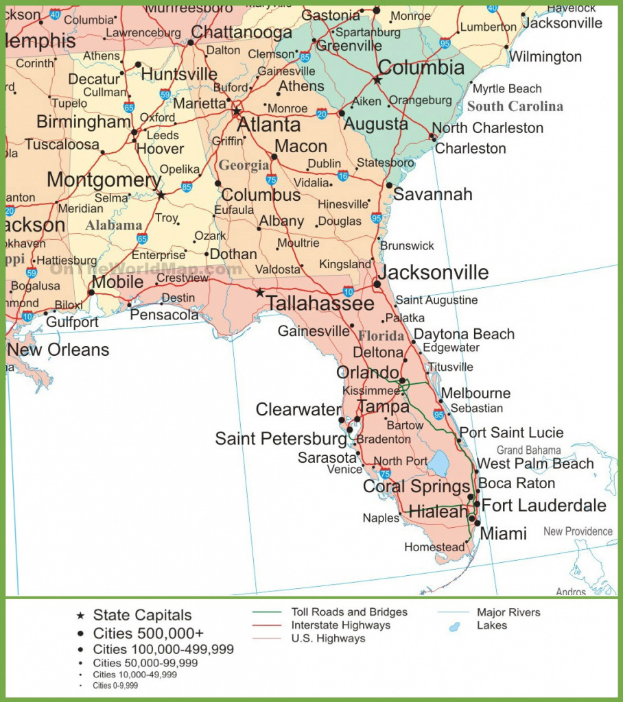 Map Of Alabama, Georgia And Florida throughout Map Of Georgia And Surrounding States
