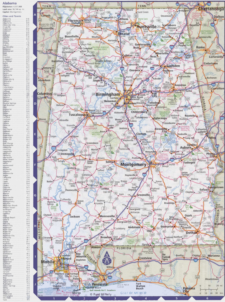 Map Of Alabama With Cities And Towns for Alabama State Map Printable