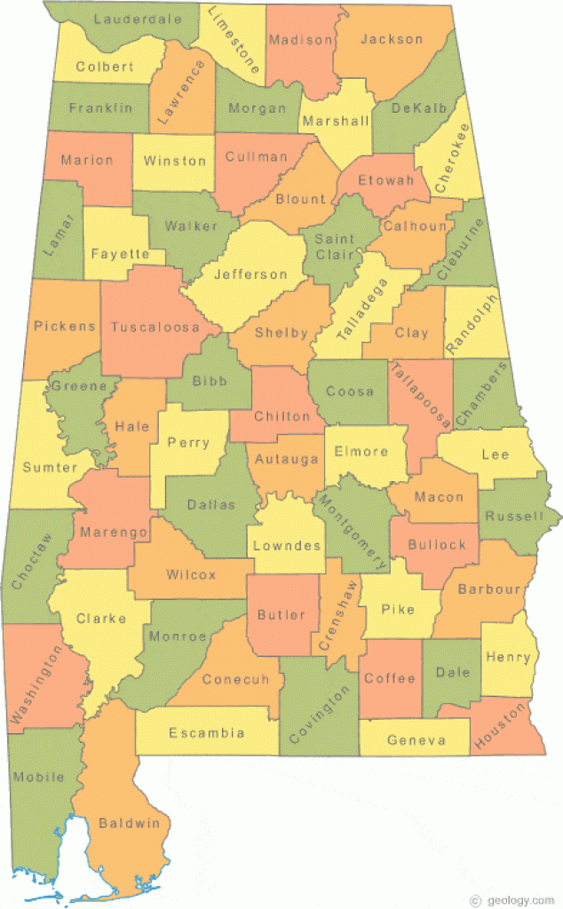 Map Of Alabama within Alabama State Map With Counties