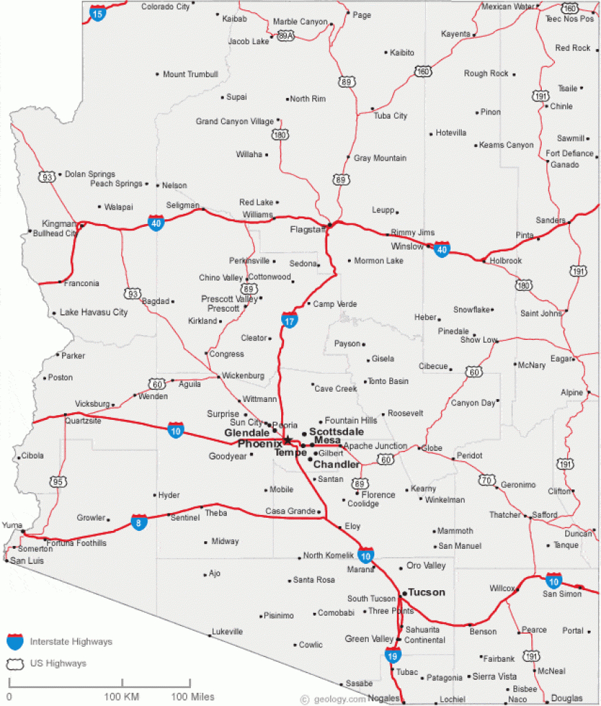 Map Of Arizona Cities - Arizona Road Map regarding Arizona State Map With Major Cities