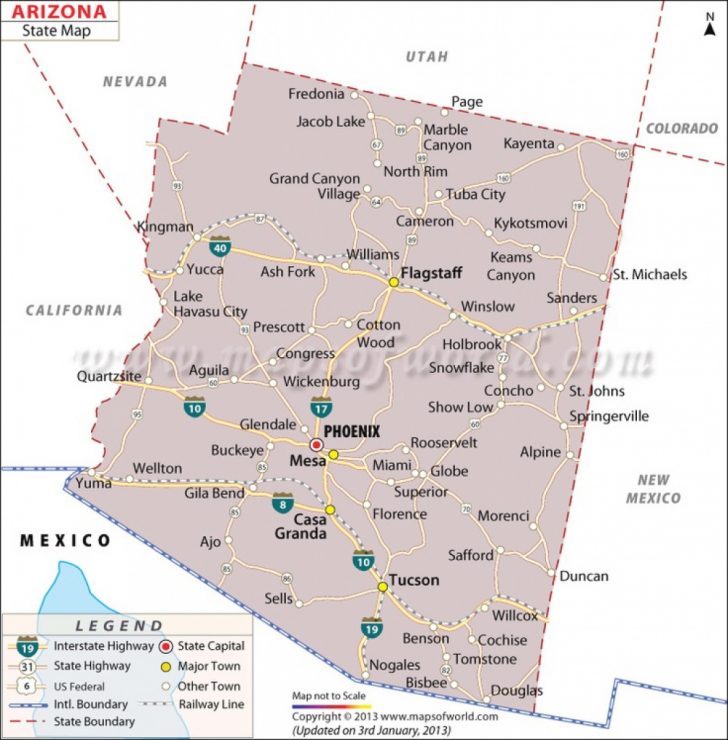 Map Of Arizona Counties And Major Cities And Travel Information Inside ...