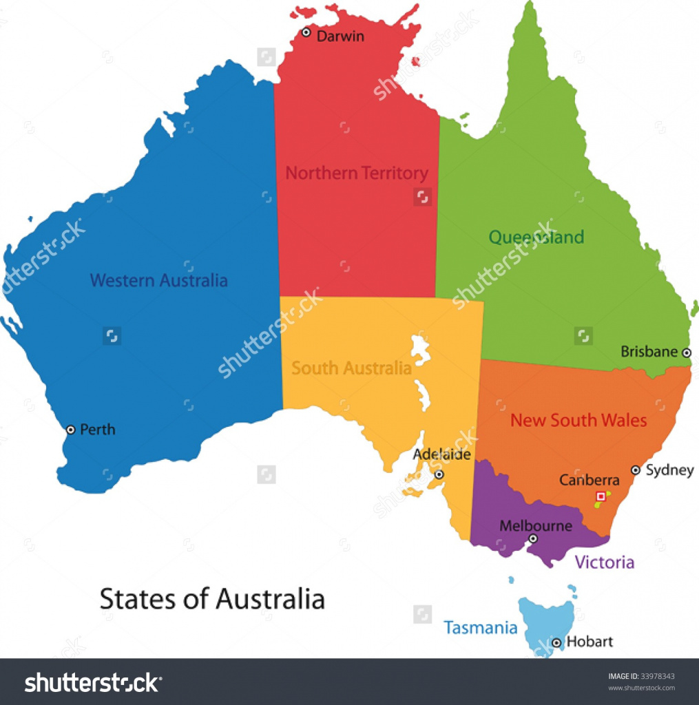 Map Of Australia And Major Cities Showing Eight States Isolated intended for Map Of Australia With States And Major Cities