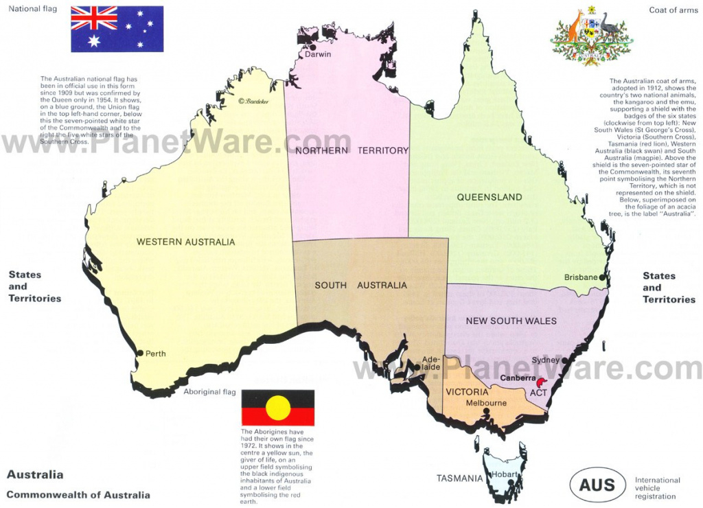 Map Of Australia - States And Territories | Planetware throughout Australian States And Territories Map