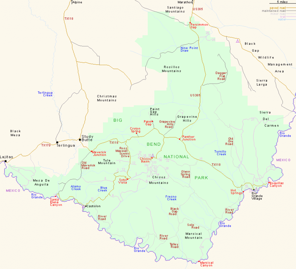 Map Of Big Bend National Park, Texas within Texas State Parks Map