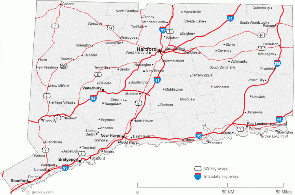 Map Of Connecticut Cities - Connecticut Road Map with regard to State Of Ct Map With Towns