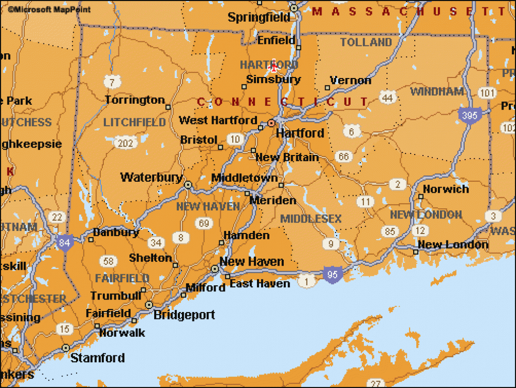 Map Of Ct With Towns And Travel Information | Download Free Map Of with Connecticut State Map With Counties And Cities