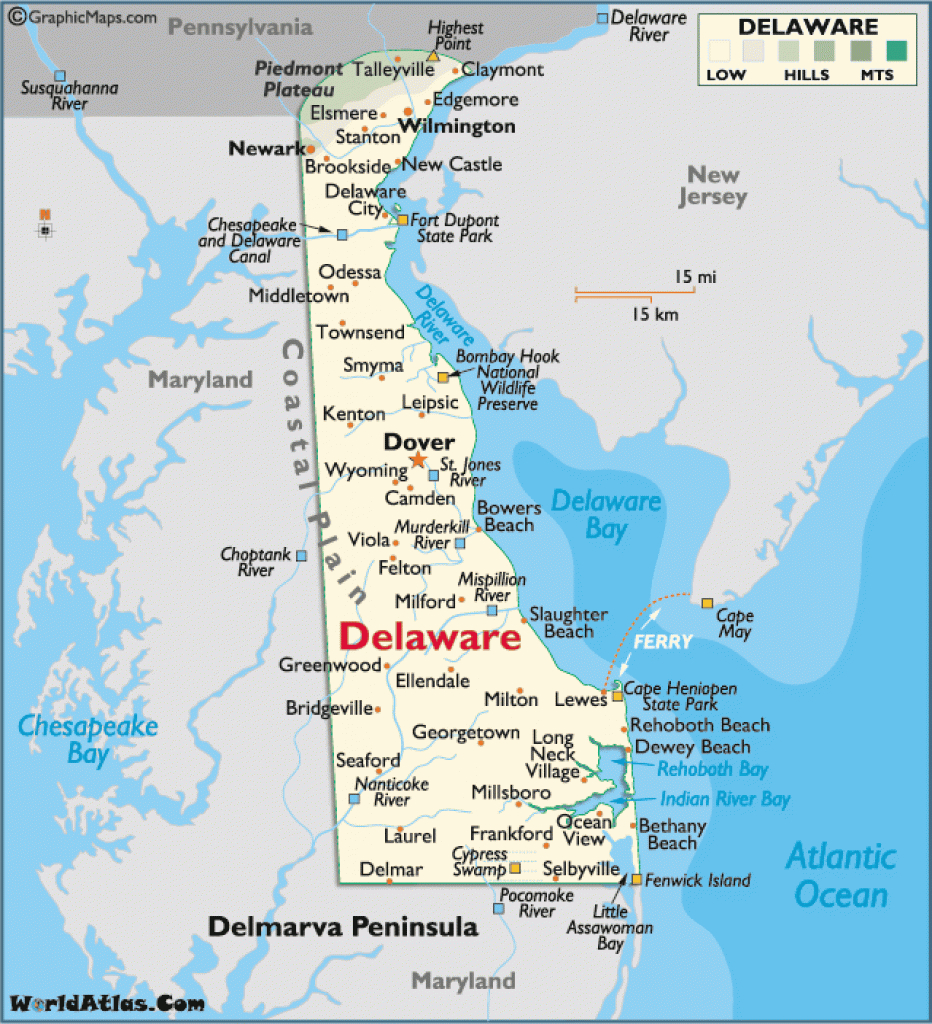 Map Of Delaware Large Color Map regarding Map Of Delaware And Surrounding States