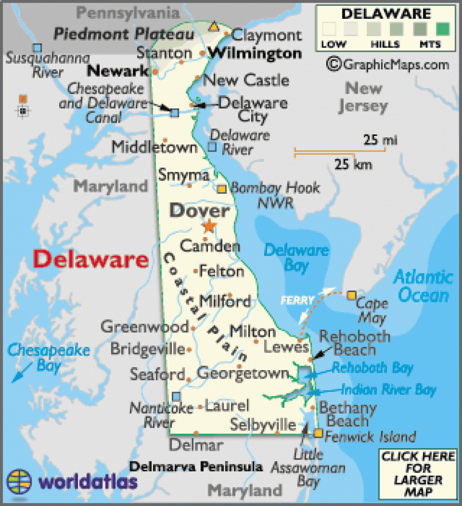 Map Of Delaware Large Color Map within Map Of Delaware And Surrounding States