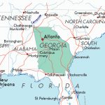 Map Of Georgia In The Usa Pertaining To Map Of Georgia And Surrounding States