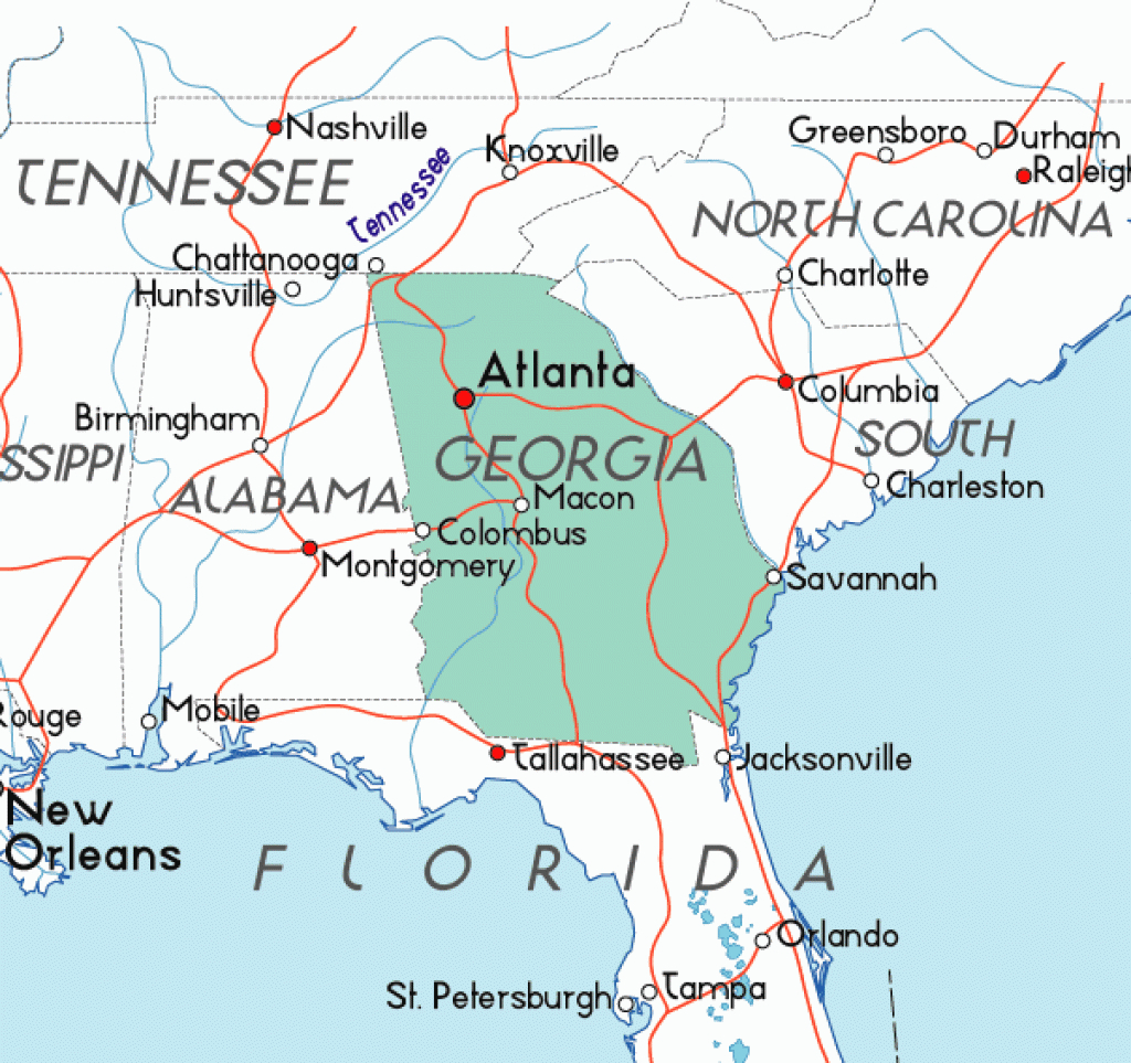 Map Of Georgia In The Usa pertaining to Map Of Georgia And Surrounding States