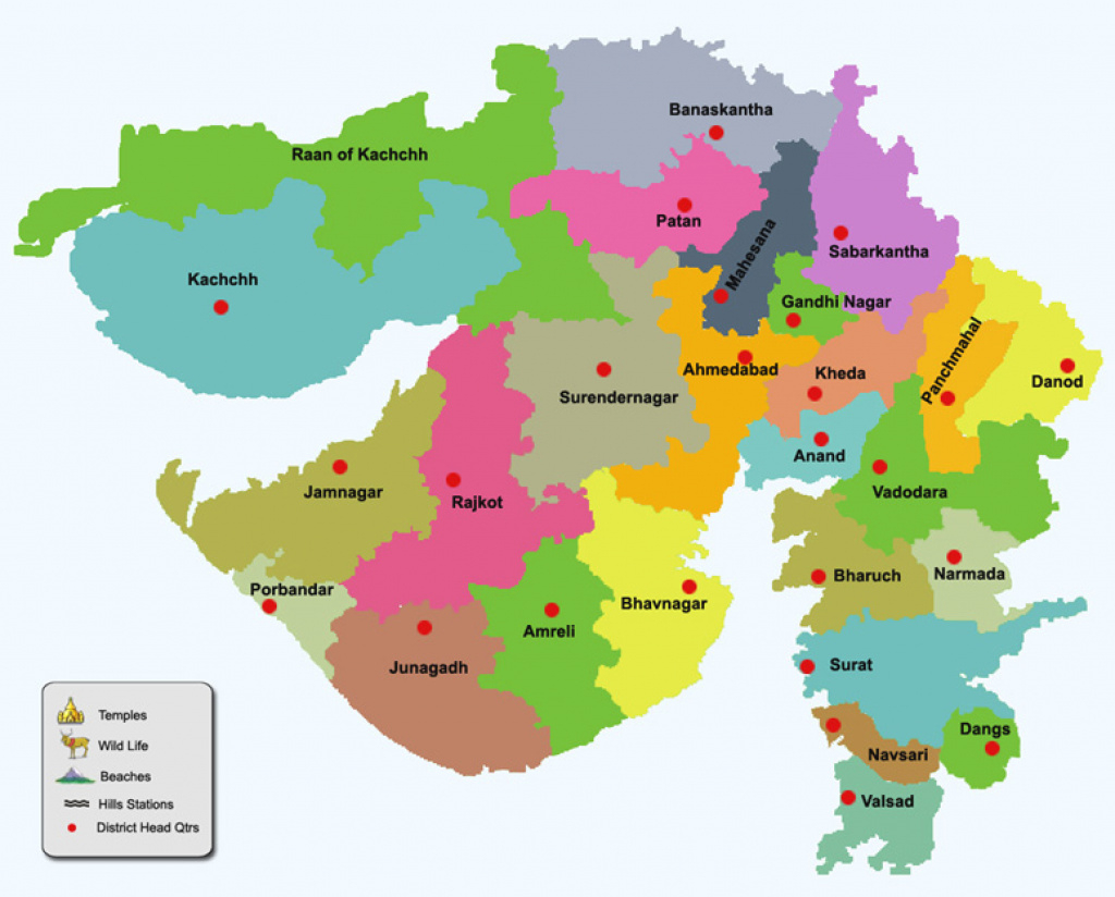 Map Of Gujarat Districtwise, Gujarat Map, Pilgrimage Centres In regarding Map Of Gujarat State District Wise