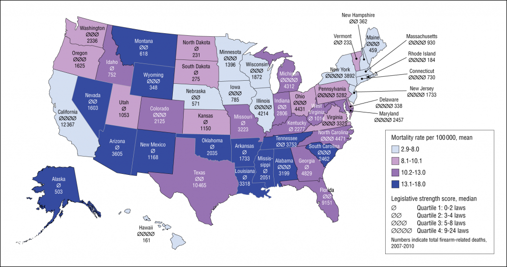 Map Of Gun Legislation Strength Vs Mortality Ratestate [1998 X with regard to Gun Control Laws State Map