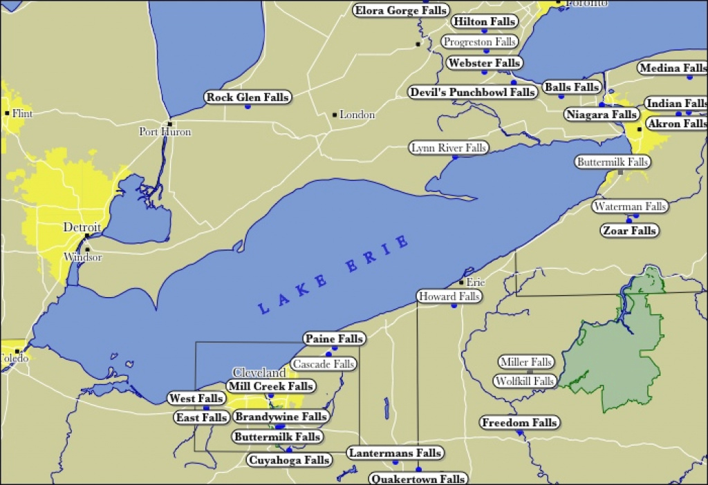 Map Of Lake Erie Waterfalls inside Map Lake Erie Surrounding States