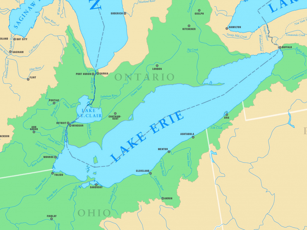 Map Of Lake Erie With Cities And Rivers pertaining to Map Lake Erie Surrounding States