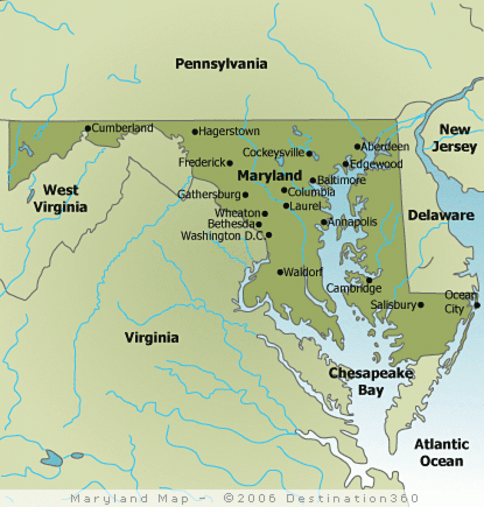 Map Of Maryland - Maryland State Map inside Map Of Maryland And Surrounding States
