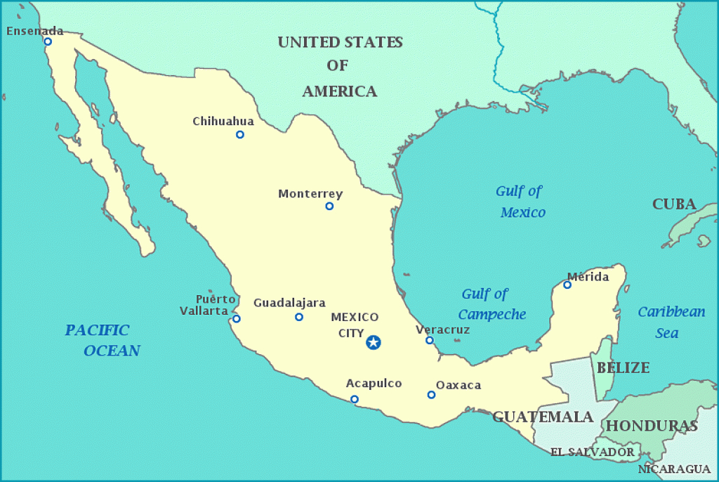 Map Of Mexico in Mexico And The United States Map
