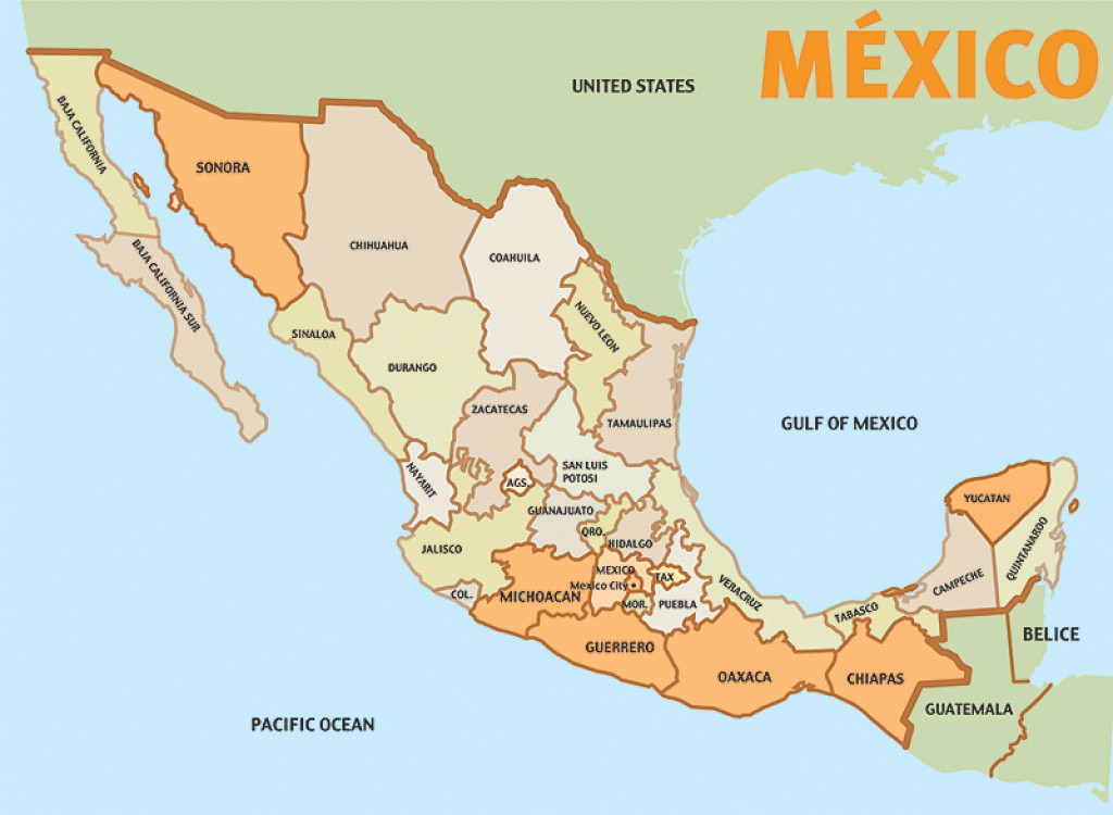 Map Of Mexico - The Mexican States 2008 within Map Of Mexico And Its States