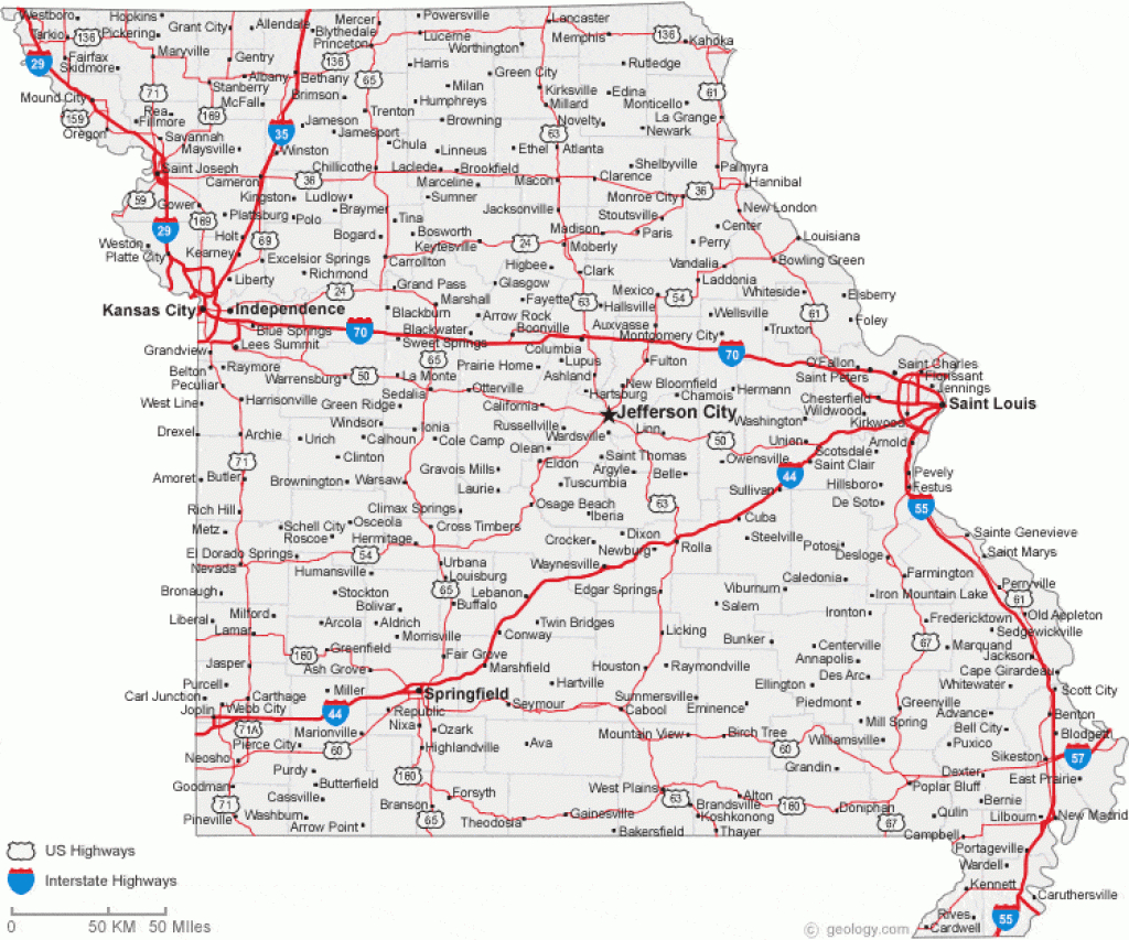 Map Of Missouri Cities - Missouri Road Map intended for Road Map Of Northern States